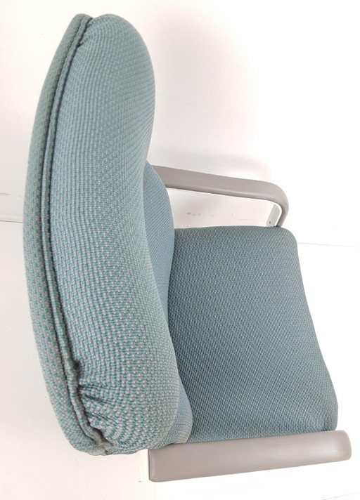Artifort Draaifauteuil Blauwe Ploegstof Nieuw Gestoffeerd – Metal, Textile (photo 2 of 11)