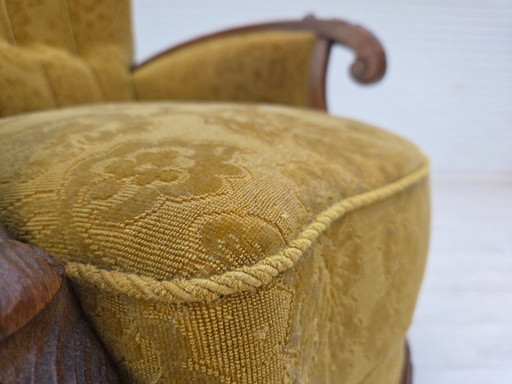 1960, poltrona danese, lana per mobili, legno massiccio di quercia.