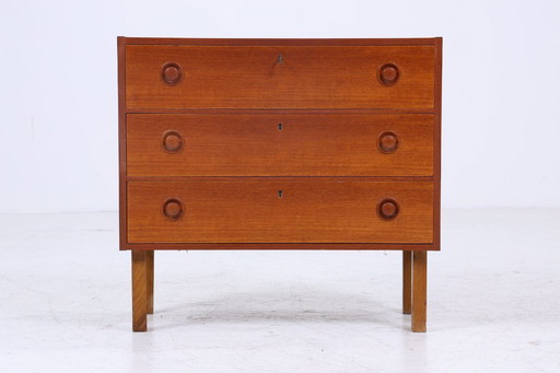 Wonderful teak Mid - Century chest of drawers | vintage drawer cabinet wood storage 60s 70s #07-55