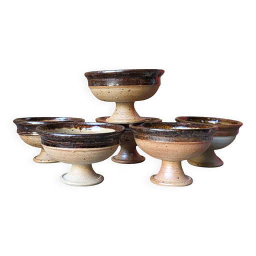 6 stoneware cups by Pierre Digan / La Borne