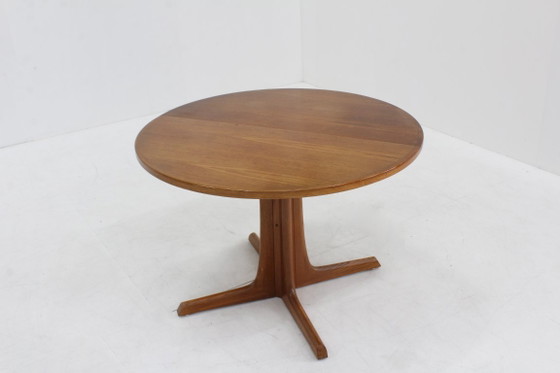 Vintage Danish Round Extendable Dining Table Teak Wood 1960s Gudme (photo 2 of 9)