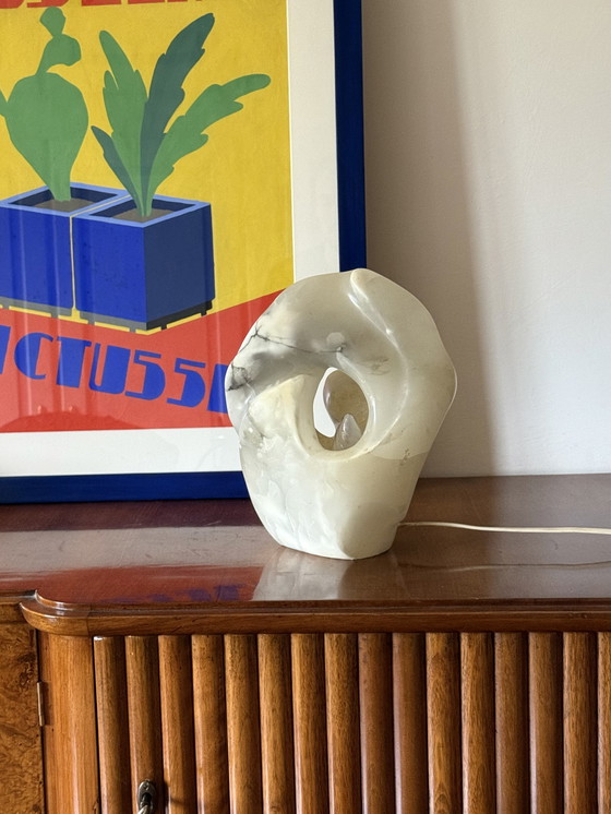 Image 1 of Sculpturale albasten tafellamp, Frankrijk 1980