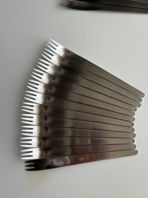 48 Couverts Arne Jacobsen Service AJ pour Anton Michelsen - Design danois inox vintage années 50/60