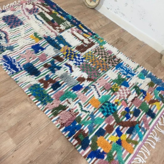 Image 1 of Berber-Psychedelic-Teppich aus Naturwolle – Handgefertigtes Unikat (257 × 144 cm)