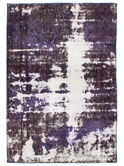Alfombra Oriental Anudada a Mano Vintage Art Clásico y Diseño en Relieve 116 x 80 cm Color Púrpura