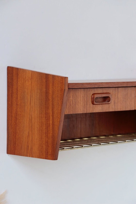 Image 1 of Vintage Swedish teak wall console – 1950s design