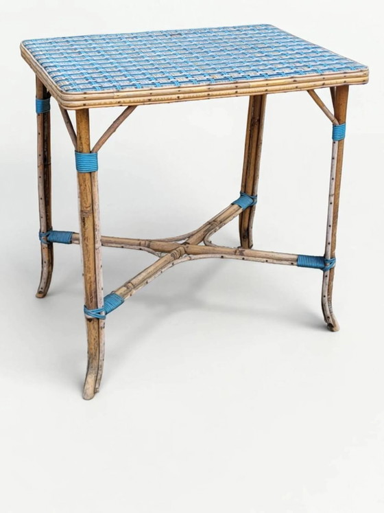 Geflochtener Rattantisch, Mitte des 20. Jahrhunderts – Esstische, Wicker, Wood (photo 2 of 8)