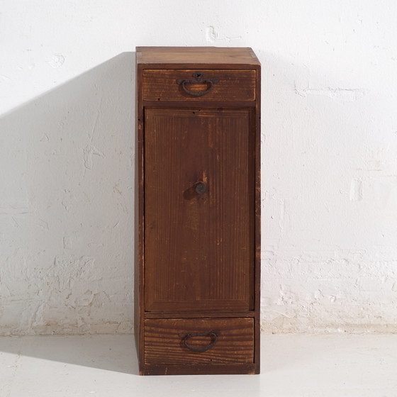 Antique Japanese Cedar Cabinet with Door and Drawers – Taishō / Early Showa Period (c. ) – Storage cabinet (photo 36 of 40)