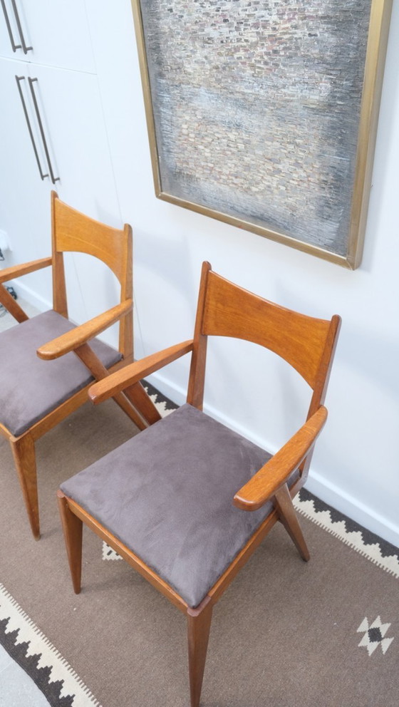 2 Teakholz-Sessel aus den 1960er Jahren – Beistellstühle, Textile (photo 7 of 7)