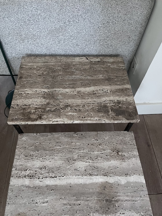 Image 1 of Travertin natuursteen set nid bijzettafeltjes
