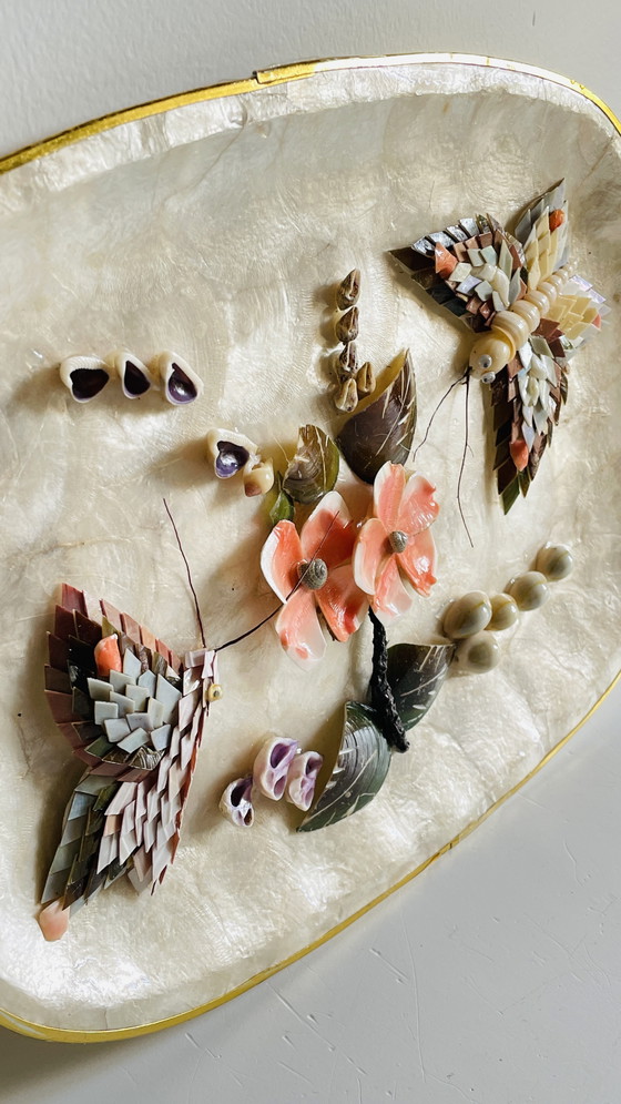 Image 1 of Vassoio vintage in madreperla e conchiglia