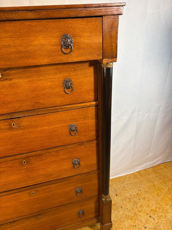 Image 1 of Antique Dutch Oak Empire Chiffonier Chest of Drawers ca1820  A striking and elegant antique Dutch Empire chiffonier chest of dra