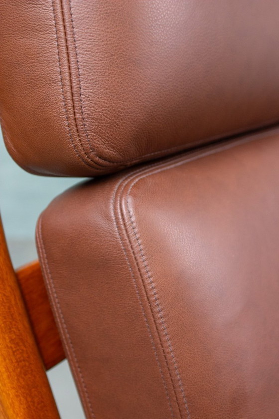 Image 1 of Canapé vintage en teck, style danois, Juul Kristensen, cuir, milieu du siècle