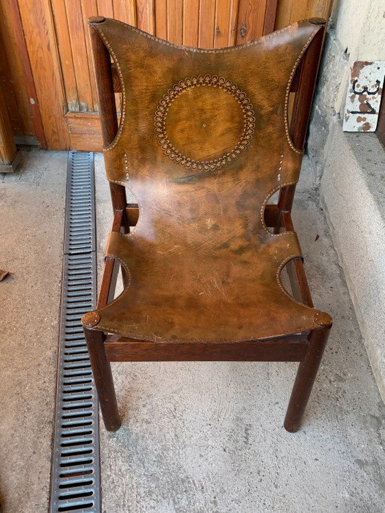 Handwerklicher Lederstuhl aus den 70ern. – Verstellbarer relaxsessel, Metall, Mid Century Modern (photo 8 of 10)