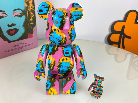 Image 1 of Bearbrick Andy Warhol Marilyn Monroe Version 400% + 100% MEDICOM Toys