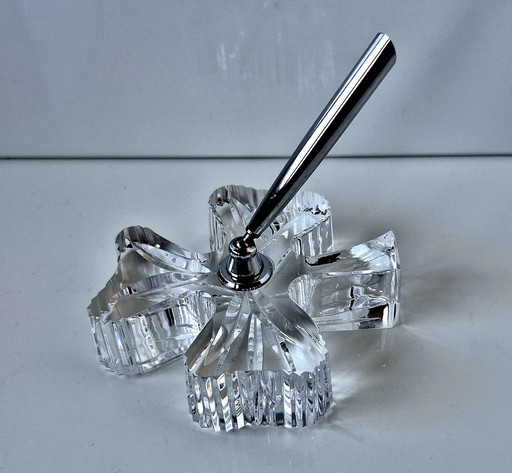 Porte-stylo en cristal de Waterford, porte-stylo trèfle en cristal.