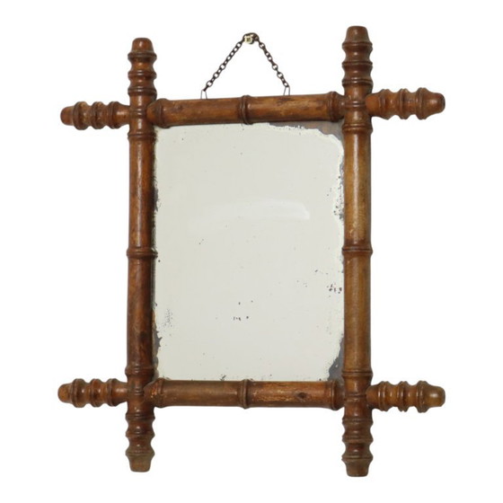 Image 1 of Espejo antiguo de madera imitación bambú 44x39cm