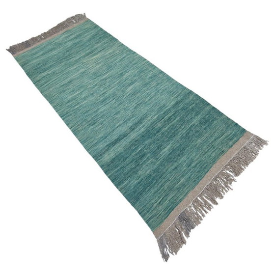 Handgeweven wollen kilim loper – Groen, 95 x 210 cm – Vloerkleden en tapijten, Wool (photo 2 of 5)
