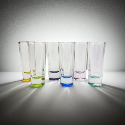 Set vintage di 6 bicchierini da shot Crisa Libbey - colorati