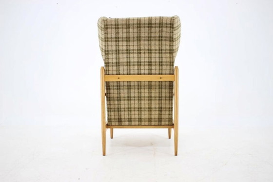 Image 1 of 1960s Rare Mid-Century Modern Beech Wing Armchair by ÚLUV, Czechoslovakia