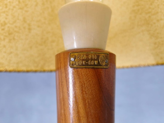 Image 1 of Mid Century Maple Table Lamp Tripod Base ULUV Style, 1960s