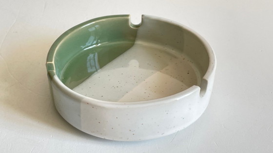 Image 1 of Striped stoneware ashtray, 1980s