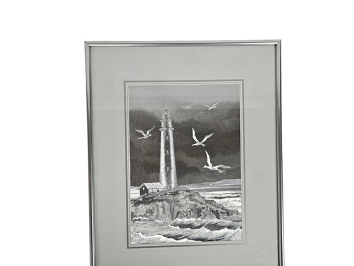 Jean Roy Hardelin - « Art de la feuille d'argent » - Image sur feuille d'argent - Signé - France - Années 1970