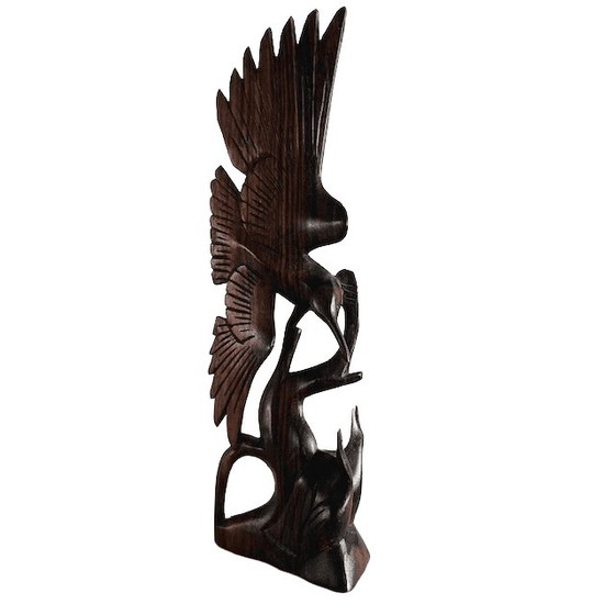 Image 1 of Vintage Art Deco woodcarving crane figurine, teak, 1930s