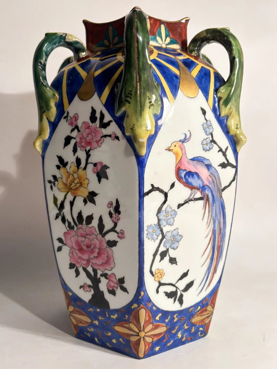 Czechoslovakian Ceramic Vase with Handles and Floral Motifs 1960s – Porcelain (photo 15 of 17)