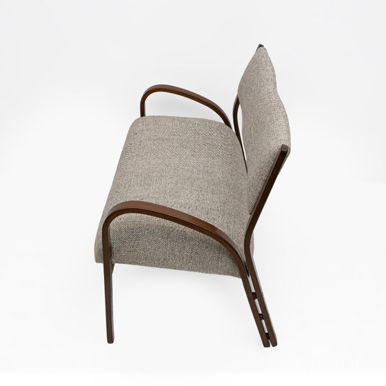 Image 1 of Art Dèco Italiaanse stoffen twee fauteuils en kleine bank, jaren 1930