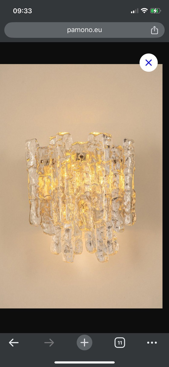 Image 1 of Grandes apliques de pared de Murano de Kalmar, Austria, década de 1960, juego de 2