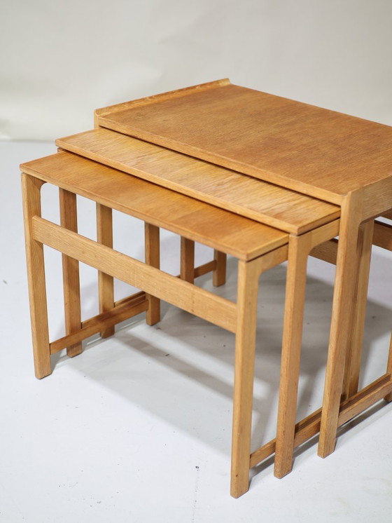Image 1 of Nesting tables oak side tables Danish vintage