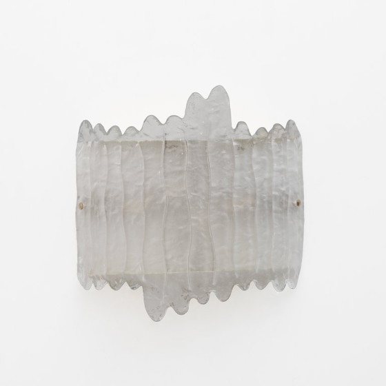 Image 1 of Par de apliques de pared modernos en cristal de Murano italiano y latón con forma de glaciar.