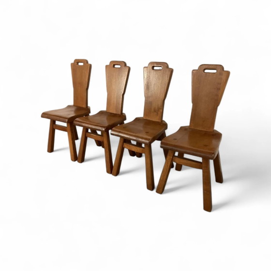 4 x Mid-Century Brutalist Dining Chairs, Belgium / 1970s – Mid Century Modern (photo 2 of 8)