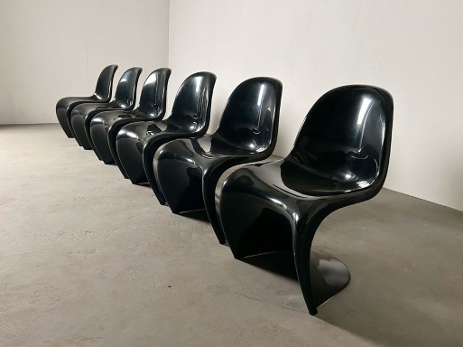 Six chaises de Verner Panton pour Fehlbaum 1975 – Herman Miller, eetkamerstoelen, Plastic (photo 2 of 9)