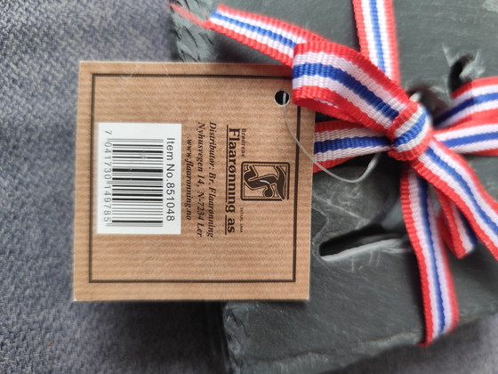 Image 1 of 4 sottobicchieri in ardesia, Norvegia, motivo alce, ritaglio, nuovi nella confezione originale, 10x10cm, Hygge