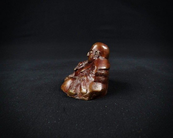 Image 1 of Buda de bronce o Budai de la Fortuna Escultura china de finales del siglo XIX Qing