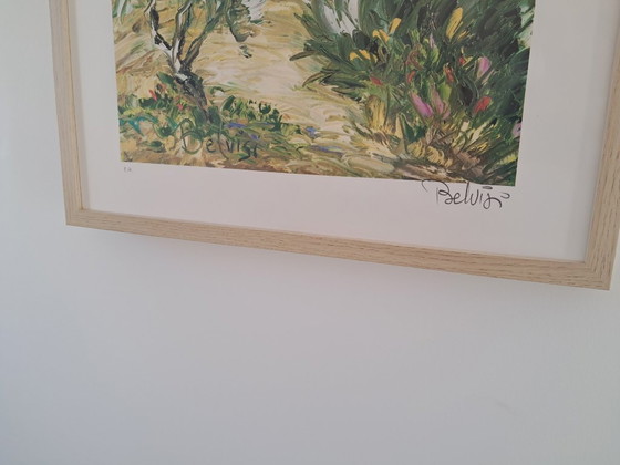 Image 1 of Marcel BELVISI - Sendero de un pequeño pueblo - Litografía enmarcada del artista