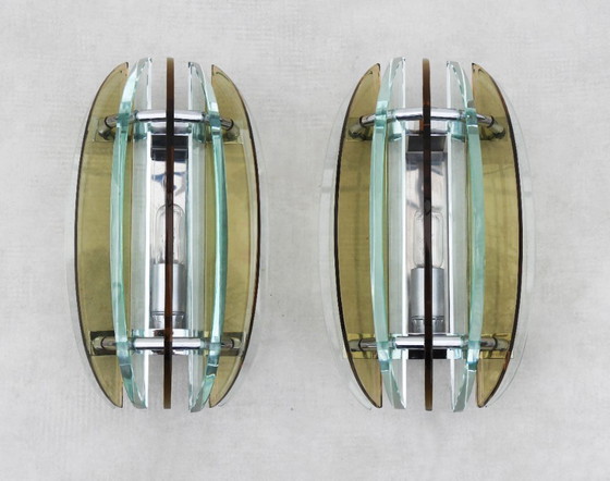 Image 1 of Coppia di applique da parete in vetro Veca, metà secolo, Italia, circa 1970