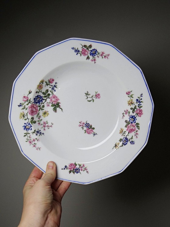 Image 1 of 4 piatti fondi in porcellana di Limoges Bernardaud con decoro floreale degli anni '20-'50