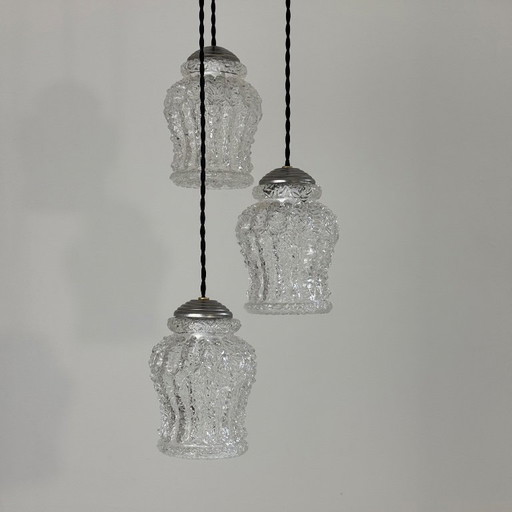 ANCIEN LUSTRE CASCADE 3 FEUX VINTAGE