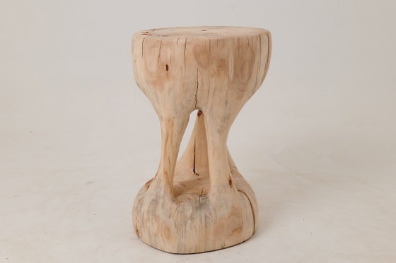 Image 1 of Sculptural Side Table, Stool, Solid Wood, Contemporary Design