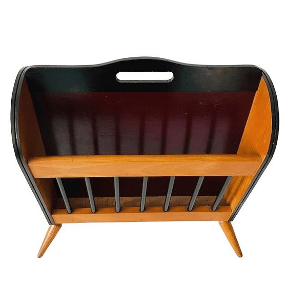 Image 1 of Vintage Mid-century Danish design magazine rack retro reading bin 1960s