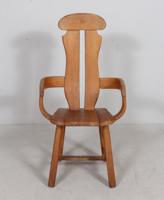 Image 1 of Set di 6 sedie da pranzo brutaliste di De Puydt, rovere, Belgio, anni '70