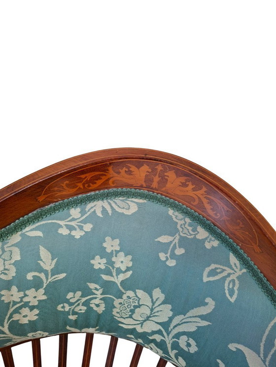 Image 1 of Elegant Inlaid Cherry Wood Bedroom Armchair