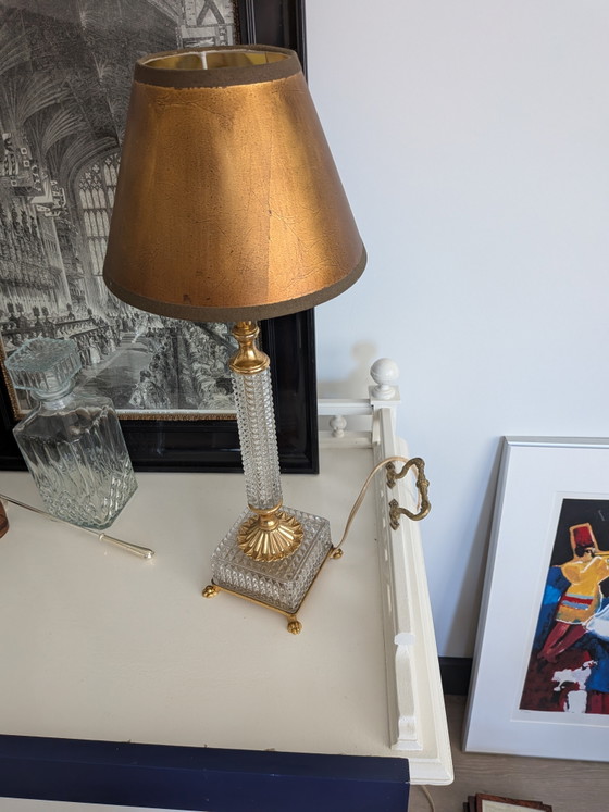 Image 1 of Vintage Hollywood Regency Table Lamp – Crystal & Brass (1960s/1970s)