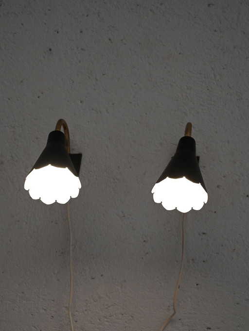 Paire d'appliques scandinaves noires des années 1950/60