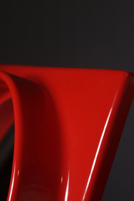 Image 1 of Space Age 1970s design mirror ARTIPRESENT glossy red ABS