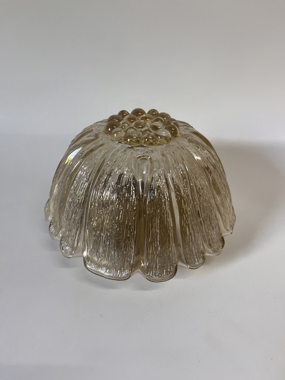 Image 1 of Fischer-Leuchten plafondlamp Mid Century amber goud jaren 70