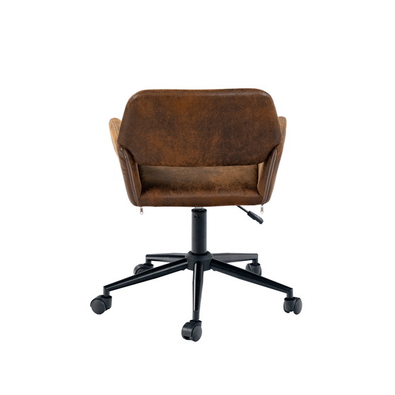 Image 1 of Urban Meuble vintage office chair in suede fabric, swivel, height-adjustable and with 5 castors ROSS KD SUEDE BROWN BLACK
